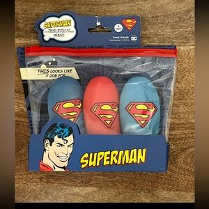 New Superman Travel Bottle Kit- 3 Pack- Bottle Capacity 2.03oz Each